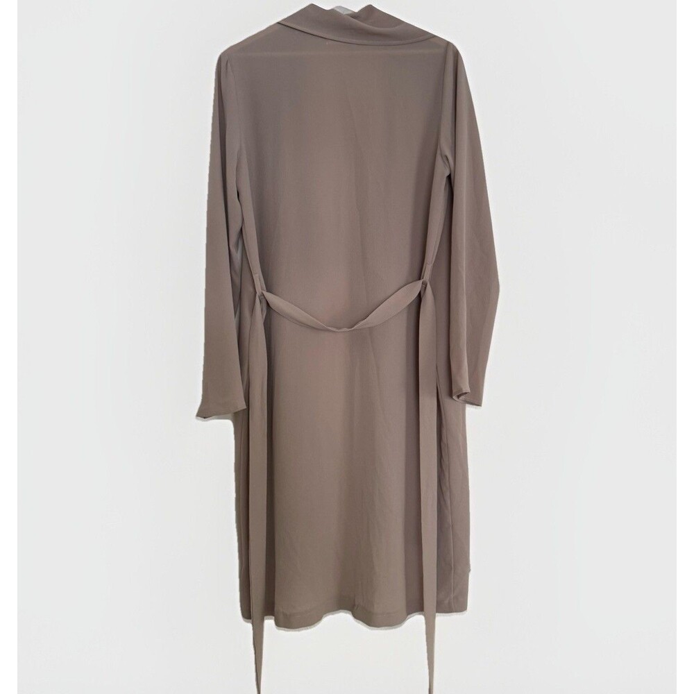 PinkLine Beach Blush Duster Robe Cover Up Size M Dark Beige Khaki Resort Wear - Picture 4 of 7